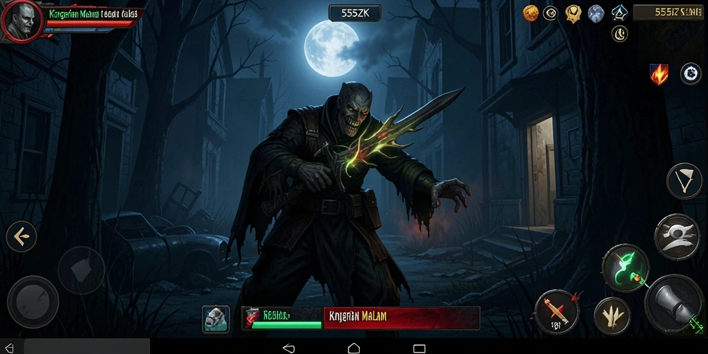 Tampilan gameplay mencekam dan penuh ketegangan di 555ZK.