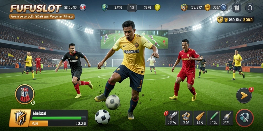 Tampilan gameplay FUFUSLOT yang menampilkan aksi seru sepak bola.