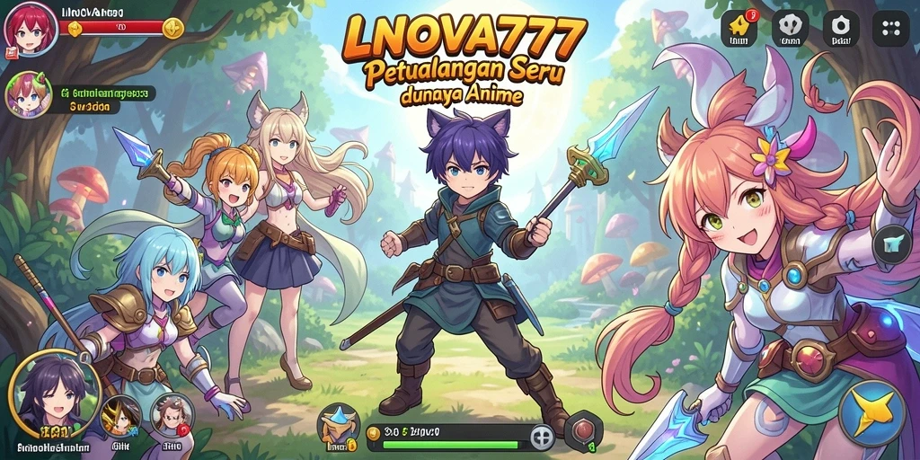 Screenshot LNOVA777 menampilkan karakter anime yang beraksi dalam pertarungan epik.