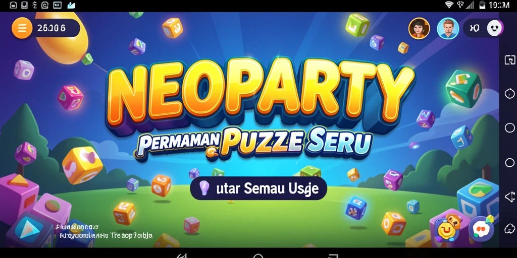 Tampilan gameplay NEOPARTY yang memikat dengan puzzle colorful.