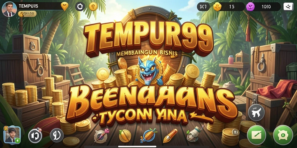 Tampilan gameplay mendebarkan dalam TEMPUR99 yang menunjukkan strategi bisnis.
