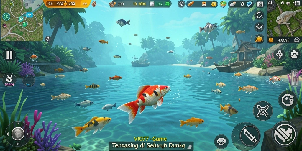 Tampilan gameplay memancing yang menarik di VIO77.