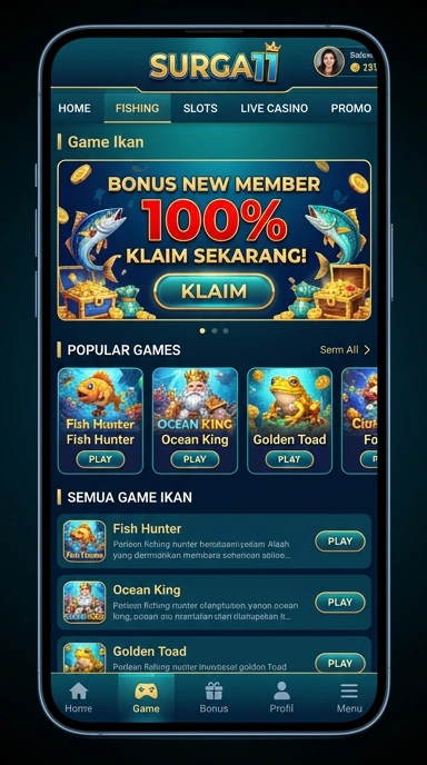 Tampilan antarmuka aplikasi surga11 yang bersih dan sederhana.